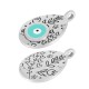 Colgante Zamak Esmaltado Lágrima con ojo Turco y Flores 15X19 mm