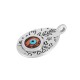 Breloque en Zamak Émaillé en Forme de Goutte avec Fleurs et œil Maléfique 15 x 19 mm