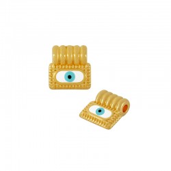 Charm Rectangulaire en Zamak Émaillé avec œil Maléfique 8 x 5 mm Ø 1.7 mm