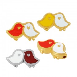 Couple D'Oiseaux Coulissants en Zamak Émaillé 21 x 13 mm 2.2 mm