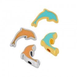 Enameled Zamak Bead Dolphin 9x16mm Ø1.5mm