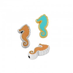 Enameled Zamak Bead Seahorse 8x15mm Ø1.5mm