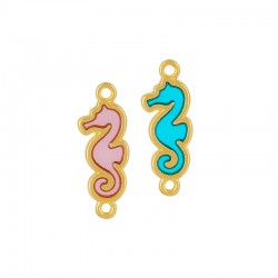 Z/A SEAHORSE 8*17MM+EN.24K GOLD TRANS.TURQ.