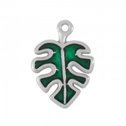 Μεταλλικό Ζάμακ Χυτό Μοτίφ Φύλλο με Διάφανο Σμάλτο 16x18mm