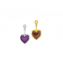 Ciondolo in Zama Smaltata a Forma di Cuore 12X19 mm