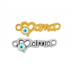 Connecteur en Zamak Émaillé « Mama » avec cœur œil Maléfique 16 x 7 mm