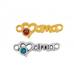 Connecteur en Zamak Émaillé « Mama » avec cœur 16 x 7 mm