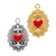 Charm cœur en Zamak Émaillé avec Ancre 14X22Mm