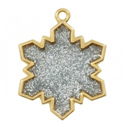 Colgante de la Suerte de Zamak con Copo de Nieve Esmaltado 25 x 27 mm