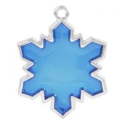 Pendentif Porte-Bonheur en Zamak en Forme de Flocon de Neige Émaillé 25 x 27 mm