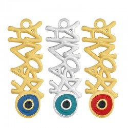 Colgante de Metal Zamak con Ojo y Esmalte 45x16mm
