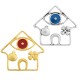 Enameled Zamak Pendant House with Evil Eye 54x50mm