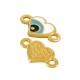 Enameled Zamak Connector Heart with Evil Eye 8mm