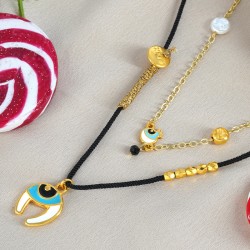 Charm fer à Cheval en Zamak Émaillé avec œil Maléfique 16 mm