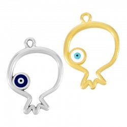 Pendentif en Zamak Émaillé en Forme de Grenade avec œil Maléfique 24 x 30 mm