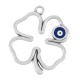 Colgante de Zamak Esmaltado con Trébol de Cuatro Hojas y ojo Turco de 29 x 31 mm