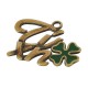 Pendentif en Zamak Émaillé « Τύχη » avec Trèfle à Quatre Feuilles 38 x 24 mm