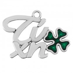 Enameled Zamak Pendant “Τύχη” with Four Leaf Clover 38x24mm