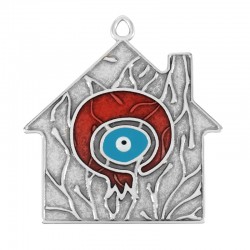 Pendentif en Zamak Émaillé « Maison » avec Grenade et œil Maléfique 46 x 44 mm