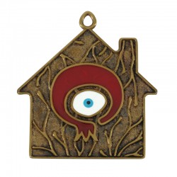 Pendentif en Zamak Émaillé « Maison » avec Grenade et œil Maléfique 46 x 44 mm