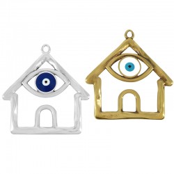 Colgante de Metal Zamak Casa con Ojo y Esmalte 50x48mm