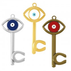 Pendentif en Zamak Émaillé avec fer à Cheval et œil Maléfique 33 x 70 mm