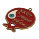 Pendentif en Zamak Émaillé en Forme de Grenade avec œil Maléfique et cœur 37 x 41 mm