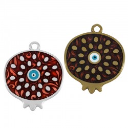 Pendentif en Zamak Émaillé Grenade avec œil Maléfique 28 x 29 mm
