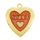 Enameled Brass Pendant Heart “Sweet” Openable 19mm