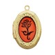 Pendentif Médaillon Ovale en Laiton Émaillé avec rose 21 mm