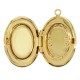 Pendentif Médaillon Ovale en Laiton Émaillé avec rose 21 mm