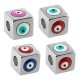 Enameled Brass Cube Bead with Evil Eye 7mm Ø3.2mm