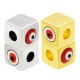 Enameled Brass Cube Bead with Evil Eye 7mm Ø3.2mm