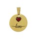Breloque Ronde "love" avec Émail 15mm/1.5mm en Acier Inoxydable 304