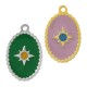 Enameled Stainless Steel 304 Charm Oval with Star 11x17mm