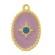 Enameled Stainless Steel 304 Charm Oval with Star 11x17mm