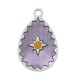 Enameled Stainless Steel 304 Charm Teardrop with Star 11x16mm