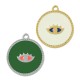 Enameled Stainless Steel 304 Charm Round with Evil Eye 17mm