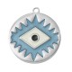 Breloque Ronde Œil Porte-Bonheur avec Émail 23mm en Acier Inoxydable 304
