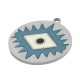 Enameled Stainless Steel 304 Charm Round with Evil Eye 23mm