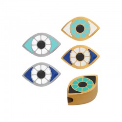 Curseur en Acier Inoxydable 304 Émaillé Evil Eye 12 x 7 mm Ø 1.7 mm