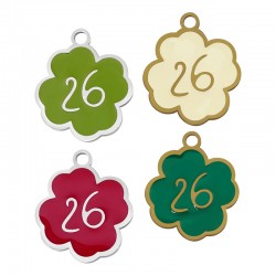 Charm en Acier Inoxydable Émaillé Trèfle « 26 » 13 x 15 mm