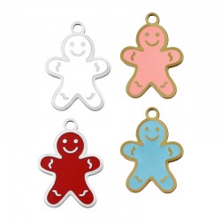 Charm en Acier Inoxydable Émaillé Gingerbread 11 x 15 mm