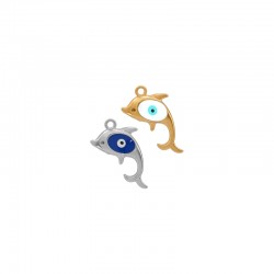 Enameled Stainless Steel 304 Charm Dolphin & Eye 9.5x17.2mm