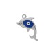 Enameled Stainless Steel 304 Charm Dolphin & Eye 9.5x17.2mm