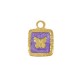 Enameled Stainless Steel 304 Charm Square with Butterfly 12x17mm