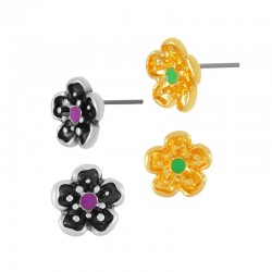 Boucle D'Oreille en Zamak Émaillé. Fleur. 10 mm