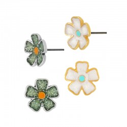 Orecchini in Zama Smaltata a Forma di fiore 11 mm