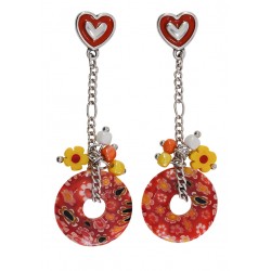 Enameled Zamak Earring Heart ~12mm