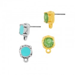 Boucles D'Oreilles Rondes en Zamak Émaillé ~8 mm